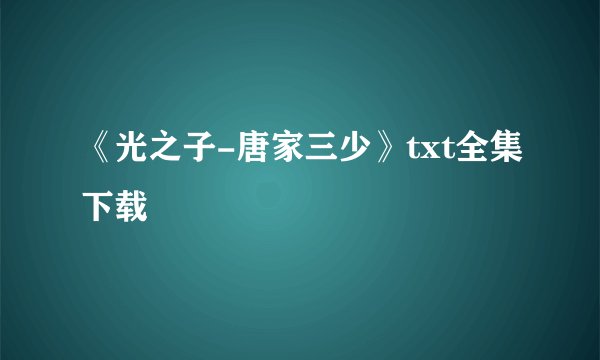 《光之子-唐家三少》txt全集下载