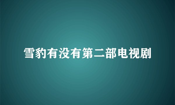 雪豹有没有第二部电视剧