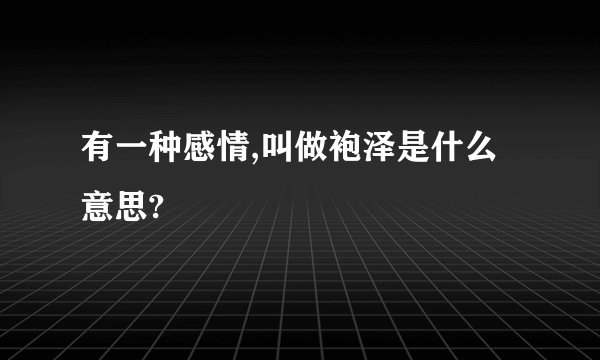 有一种感情,叫做袍泽是什么意思?