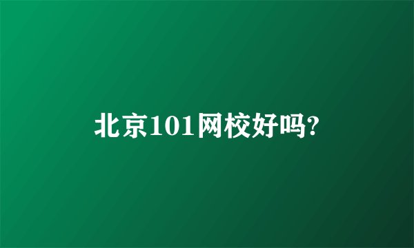 北京101网校好吗?