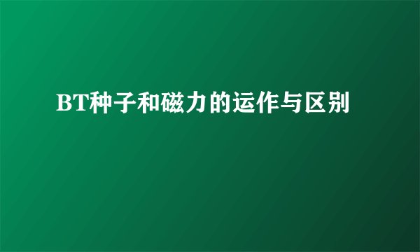 BT种子和磁力的运作与区别