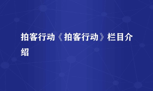 拍客行动《拍客行动》栏目介绍