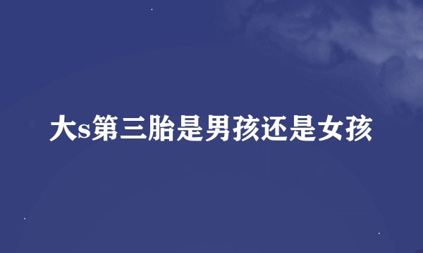 大s第三胎是男孩还是女孩