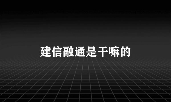 建信融通是干嘛的