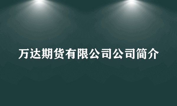 万达期货有限公司公司简介