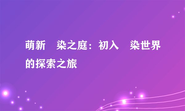 萌新椛染之庭：初入椛染世界的探索之旅