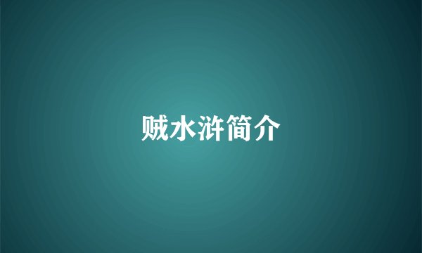 贼水浒简介