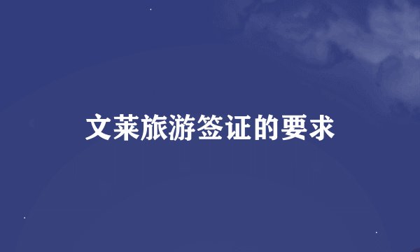 文莱旅游签证的要求