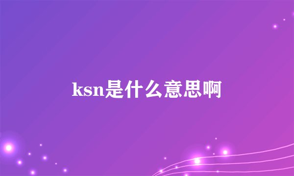 ksn是什么意思啊
