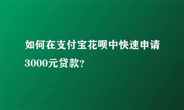 如何在支付宝花呗中快速申请3000元贷款?