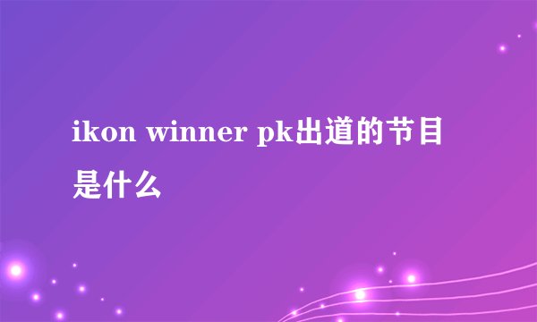 ikon winner pk出道的节目是什么