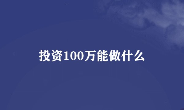 投资100万能做什么