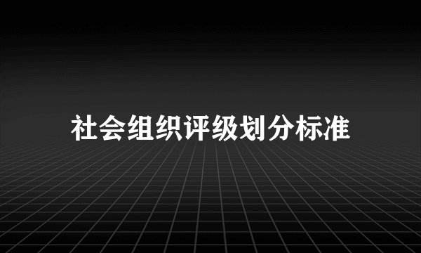 社会组织评级划分标准