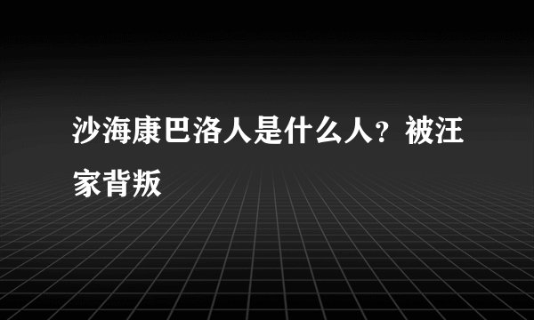 沙海康巴洛人是什么人？被汪家背叛