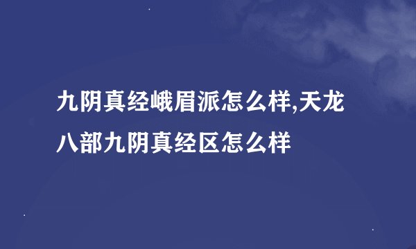 九阴真经峨眉派怎么样,天龙八部九阴真经区怎么样