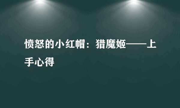 愤怒的小红帽：猎魔姬——上手心得