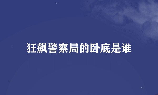 狂飙警察局的卧底是谁