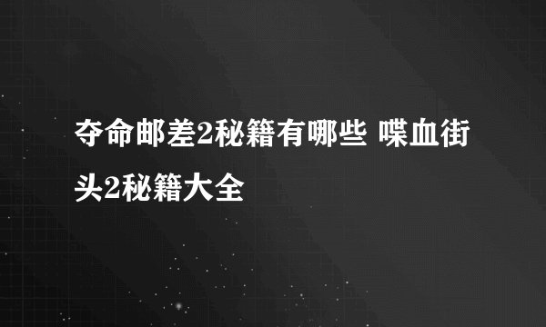 夺命邮差2秘籍有哪些 喋血街头2秘籍大全