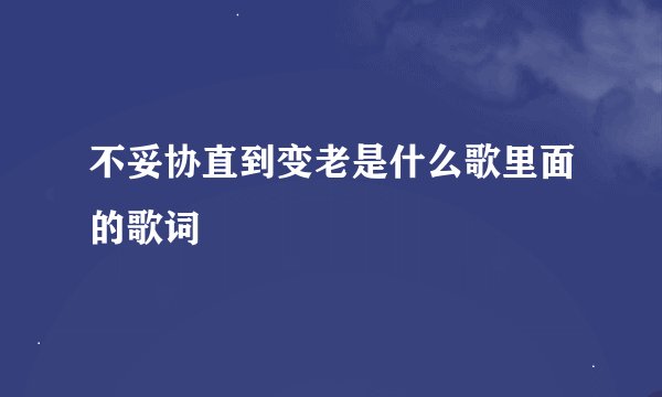 不妥协直到变老是什么歌里面的歌词