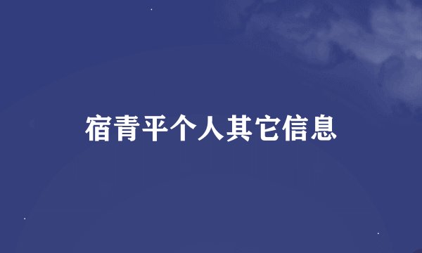 宿青平个人其它信息