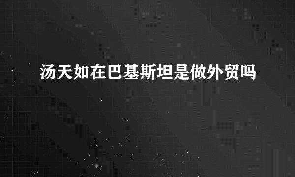 汤天如在巴基斯坦是做外贸吗