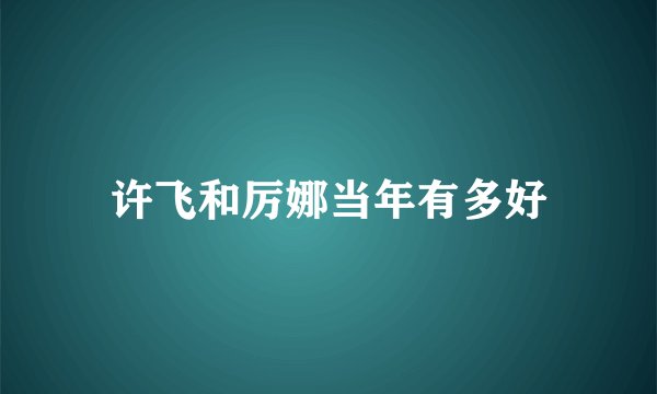 许飞和厉娜当年有多好
