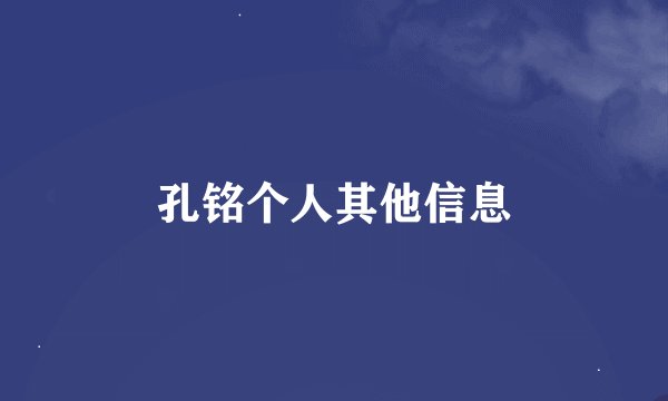 孔铭个人其他信息