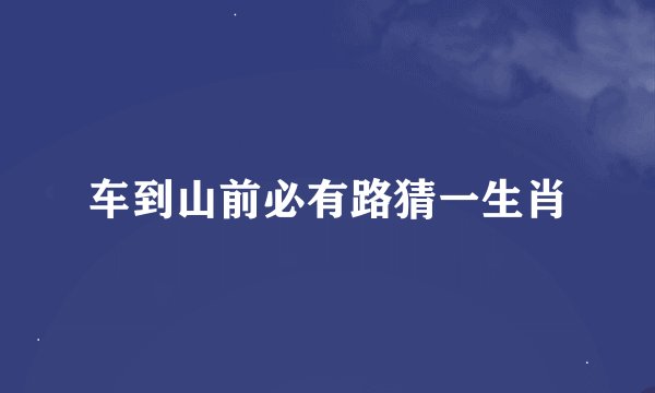 车到山前必有路猜一生肖