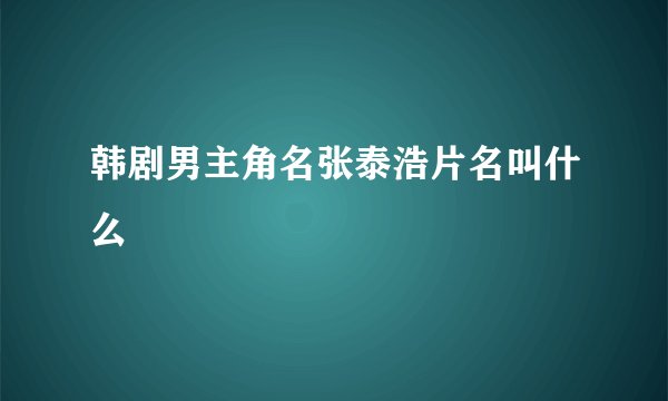 韩剧男主角名张泰浩片名叫什么