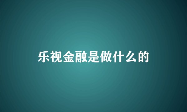 乐视金融是做什么的