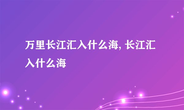万里长江汇入什么海, 长江汇入什么海