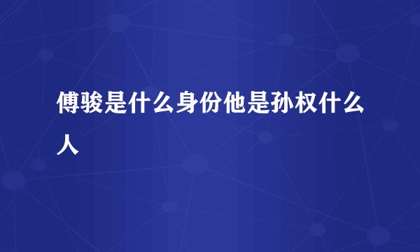 傅骏是什么身份他是孙权什么人
