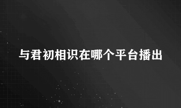 与君初相识在哪个平台播出