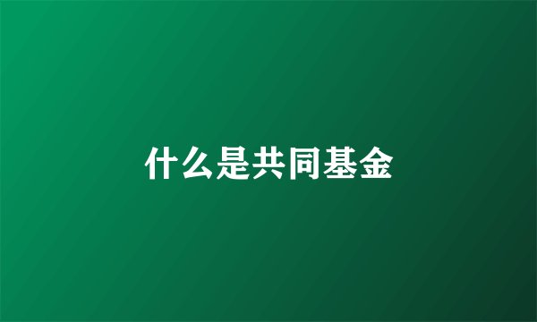 什么是共同基金