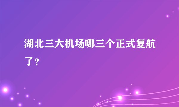 湖北三大机场哪三个正式复航了？