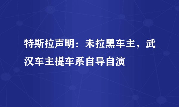 特斯拉声明：未拉黑车主，武汉车主提车系自导自演