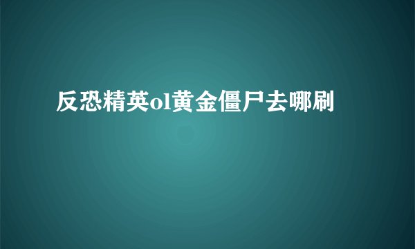 反恐精英ol黄金僵尸去哪刷