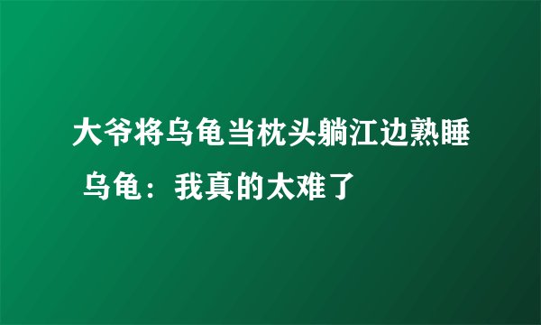 大爷将乌龟当枕头躺江边熟睡 乌龟：我真的太难了