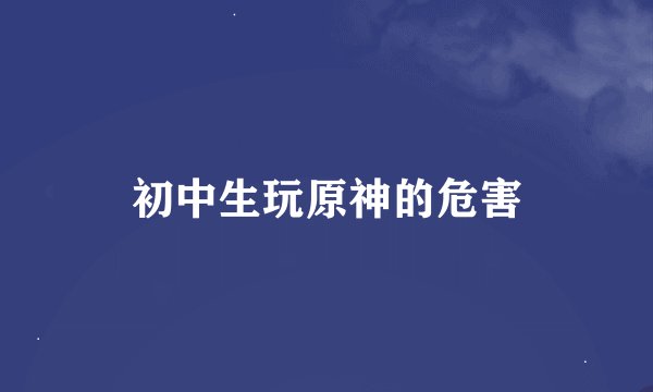 初中生玩原神的危害