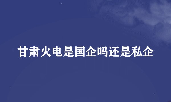 甘肃火电是国企吗还是私企