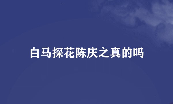 白马探花陈庆之真的吗