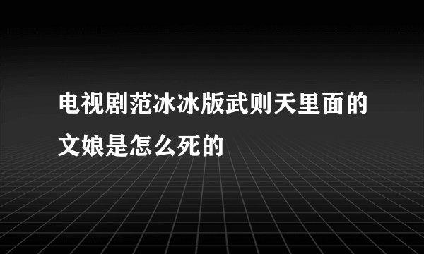 电视剧范冰冰版武则天里面的文娘是怎么死的