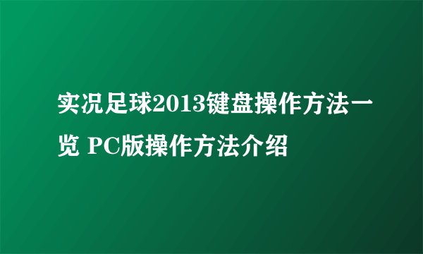 实况足球2013键盘操作方法一览 PC版操作方法介绍
