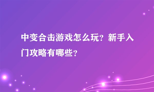 中变合击游戏怎么玩？新手入门攻略有哪些？