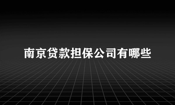 南京贷款担保公司有哪些