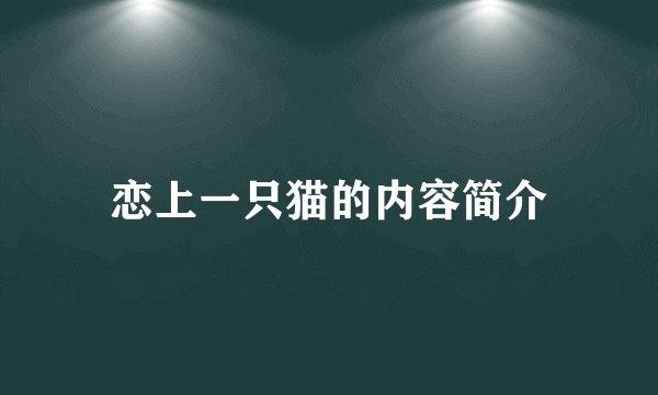 恋上一只猫的内容简介