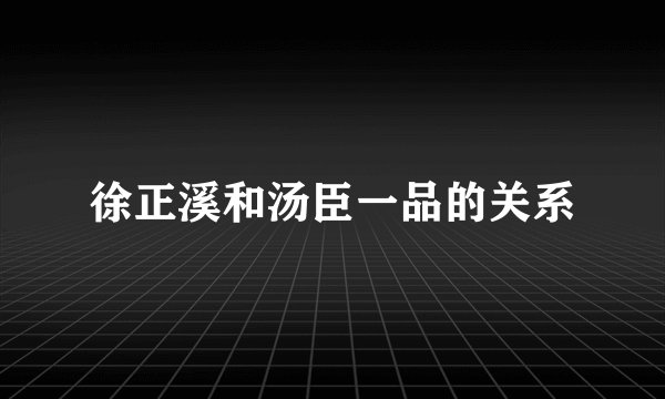 徐正溪和汤臣一品的关系