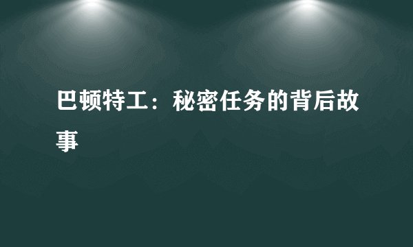 巴顿特工：秘密任务的背后故事