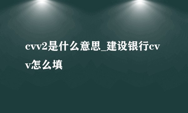 cvv2是什么意思_建设银行cvv怎么填