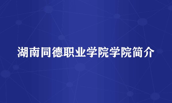 湖南同德职业学院学院简介